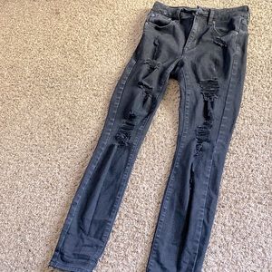 Black ripped high rise jeggings